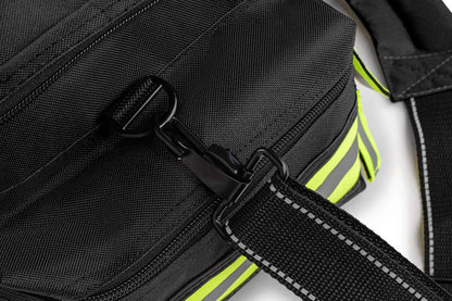 Scherber First Responder Fully-Stocked Professional Essentials EMT/EMS Trauma Kit | HSA/FSA Approved | Reflective Bag w/8 Zippered Pockets & Compartments & 200+ First Aid Supplies - Black
