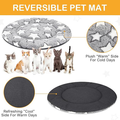 VitalCozy 4 Pcs Winter Dog Crate Pads, Ultra Soft Warm Washable Dog Cat Bed Mat for Pet Crate Comfortable Replaceable Reversible Kennel Pad for Small, Medium, Large Dogs (Dia 16 Inch,Gray)