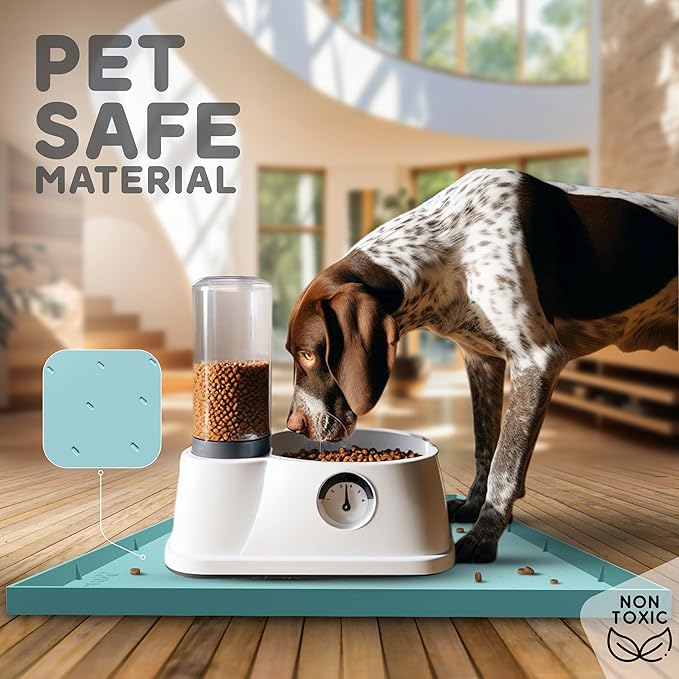 32x24x1” XL Dog Food Mat - All Purpose Under Sink Liner, Washer and Dryer Covers for The Top, Silicone Griddle Mat for Blackstone - Raised Edges Dog Mat for Food and Water Prevent Spill, Waterproof
