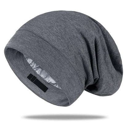 OLESILK Mulberry Silk Bonnet for Women, Unisex Adjustable Sleep Cap, Real Silk Hair Wrap, Pearl Grey