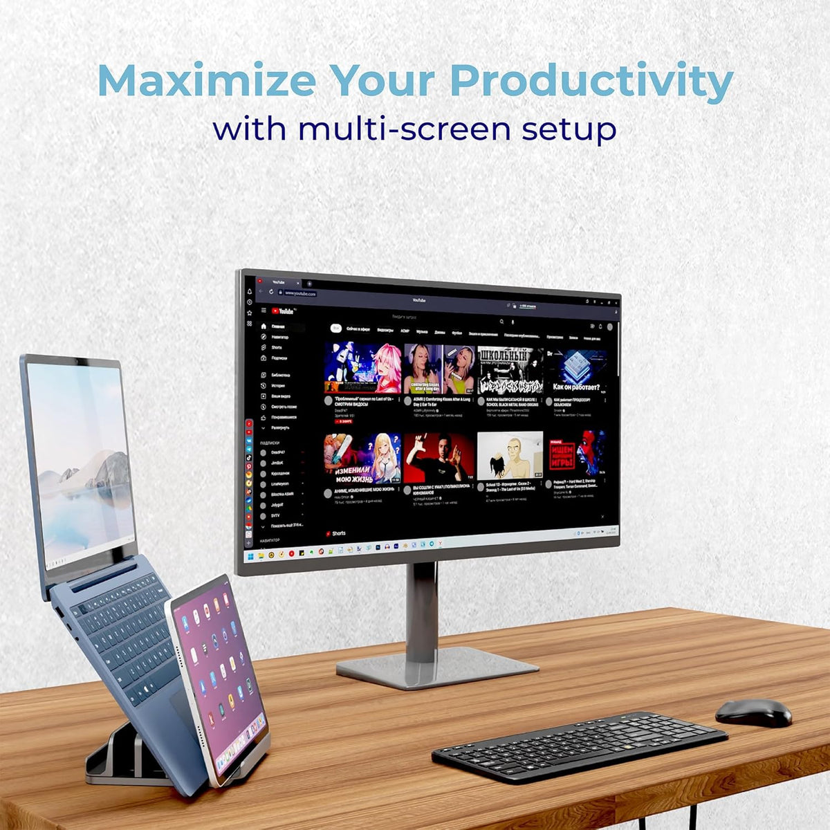 Vertical Laptop Stand Holder 5 Slots, Aluminum Space-Saving Laptop Holder, Adjustable Size Dock Tabletop Desk Organizer 3 Slot + 2 for Apple MacBook/Surface/PC/Tablet/iPad/iPhone (Space Gray)