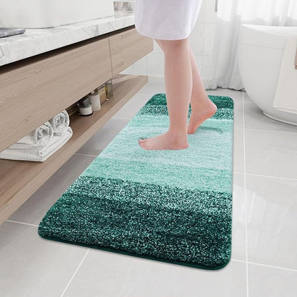 Arotive Microfiber Bathroom Rugs, Shaggy Soft and Absorbent Bath Rug, Non-Slip, Thick Plush Machine Washable Dry Bath Mats for Bathroom, Tub and Shower, 47x17, Dark Green, Rectangular
