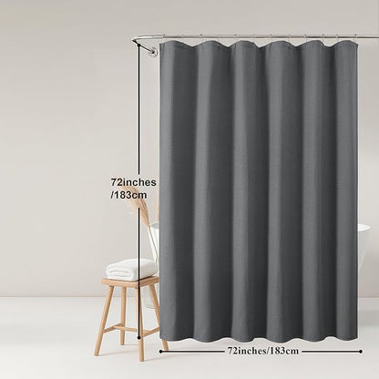 OWENIE Grey Shower Curtain, Waffle Weave Heavy Fabric Shower Curtain for Bathroom, Waterproof Thick 420G/M Textured Soft Elegant Luxury Hotel Spa Bath Curtains, Machine Washable, Grey, 72W x 72L