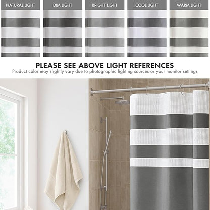Madison Park Shower Curtain Spa Waffle Weave Stall Shower Curtain for Bathroom 3M Scotchgard Moisture Management, Spa Quality Modern Shower Curtains for Bathroom, Stall: 36x72'' Charcoal