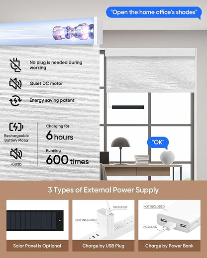 Kincmo Motorized Blinds with Remote, 100% Blackout Motorized Roller Shades Work