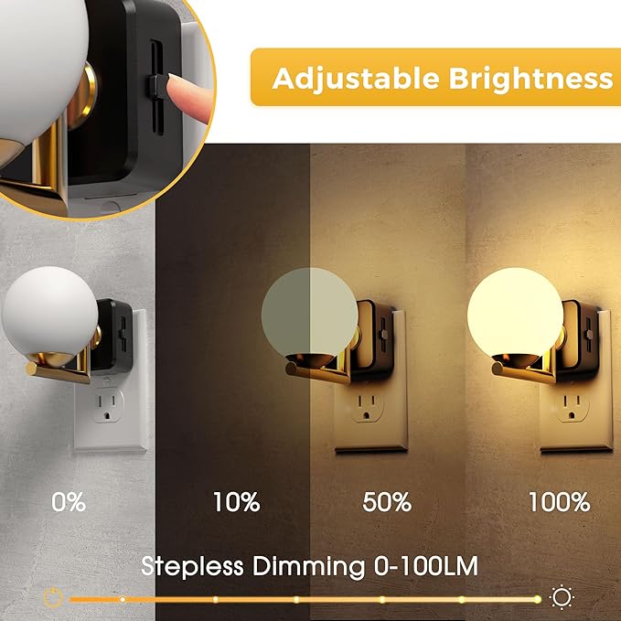 L LOHAS LED Night Lights Plug Into Wall 2 Pack, Dusk to Dawn Sensor, 3000K