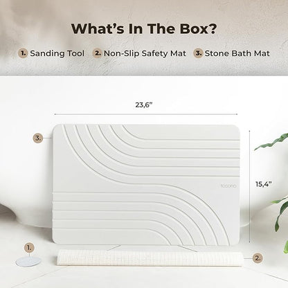TOSORO - Stone Bath Mat, Diatomaceous Earth Non-Slip Stone Shower Mat - Quick Drying Absorbent Bath Mats for Bathroom - Elegant & Modern Design, Easy to Clean (23.5 x 15) - Sandstone