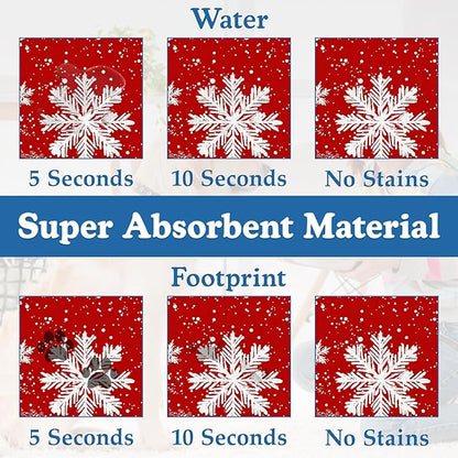 Chirtsmas Snow Flower Pet Food Mat for Cats and Dogs–Absorbent Quick Dry Feeding Placemat, Non Slip Rubber Base, Waterproof Bowl Mat for Indoor Use, Pet Supplies 16"x24"