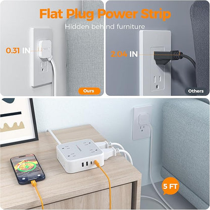 TESSAN Surge Protector Power Strip, 5 FT Extension Cord