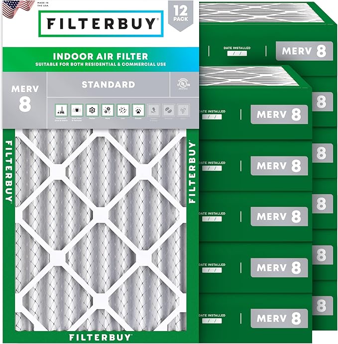 Filterbuy 10x18x4 Air Filter MERV 8 Essential Dust & Allergy Defense,