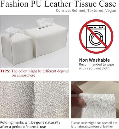 Livelab Tissue Box Cover, Modern Decorative PU Leather Rectangular Tissue Box Case Organizer Holder for Vanity Countertop, Night Stands, Livingroom, Office Desk & Car 9.5X5X5'' | Camel