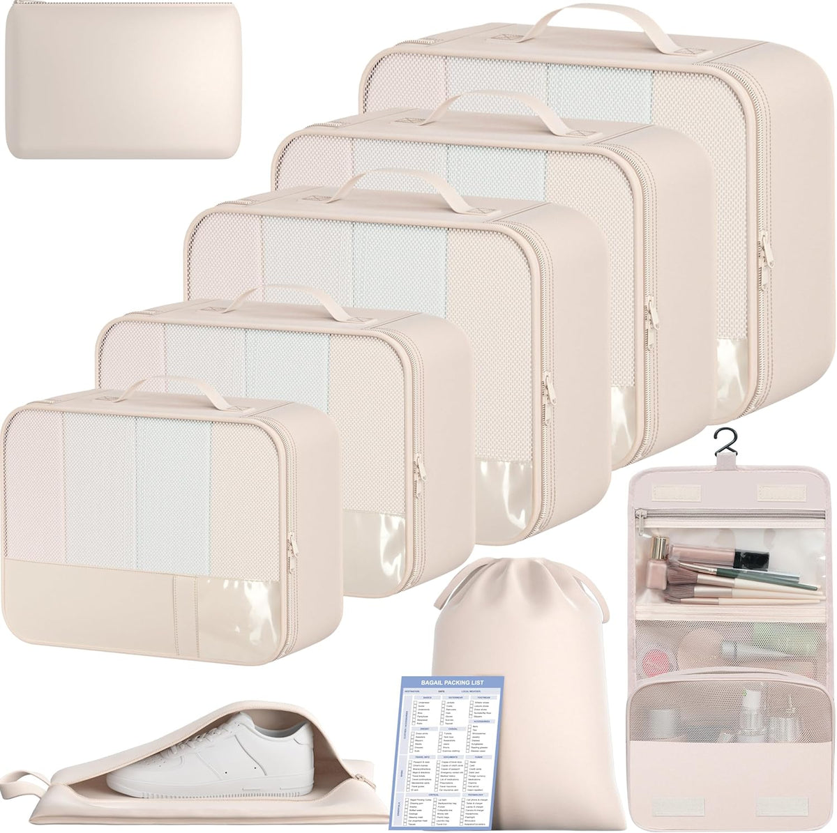 BAGAIL 9 Set Packing Cubes Luggage Packing Organizers for Travel Accessories