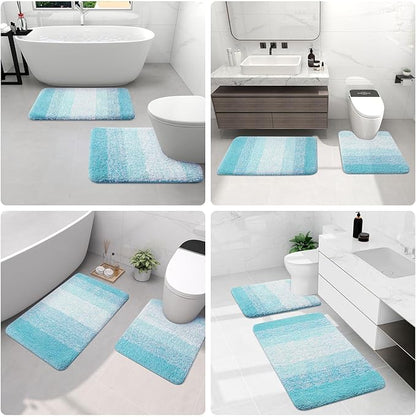 Arotive Microfiber Bathroom Rugs, Shaggy Soft and Absorbent Bath Rug, Non-Slip, Thick Plush Machine Washable Dry Bath Mats for Bathroom, Tub and Shower, 30x20, Sky Blue, Rectangular