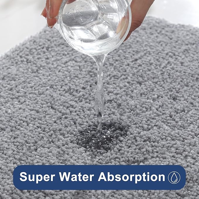 COSY HOMEER Bath Rugs for Bathroom Extra Thick - Anti-Slip Bath Mats Soft Plush Yarn Shaggy 100% Strong Mirco Polyeste Mat Living Room Bedroom Mat Floor Water Absorbent(Dark Grey,20x32 - Inches)