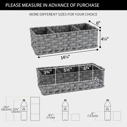 GRANNY SAYS Toilet Tray Tank Topper, Wicker Baskets for Storage, Set of 2 Waterproof Bathroom Basket for Organizing, Gray Bathroom Organization Baskets, 14¼" x 6" x 4¼"