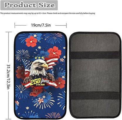 Dreaweet 250 Years Patriotic Eagle Center Console Cover Universal Middle Console Covers for SUV Truck Scratch & Wear Resistant Car Armrest Storage Box Mat Protector