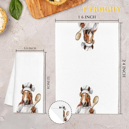 Funny Horse Chef Kitchen Towels, Horse Lover Gifts for Women Men, Chef Gifts, Funny Farm Animal Decorative Dish Hand Tea Towels for Kitchen Bakery, 16x24 Inch
