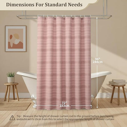 Siiluminisoy Pink Shower Curtain Farmhouse Shower Curtain for Bathroom Rustic Striped Fabric Shower Curtains 72 x 96
