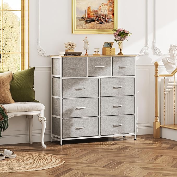 WLIVE 9-Drawer Dresser, Fabric Storage Tower