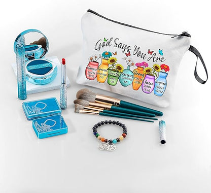 Christian Gifts for Women,God Says You Are Cosmetic Bag,Bible Study Supplies,Bible Accessories Women,Makeup Bag for Purse,Inspirational Gifts for Women,Womens Christmas Gifts,Faith Based Gifts