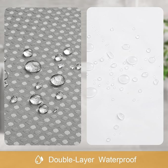 Craidlela 3 in 1 Shower Curtain Set, Grey Waffle Shower Curtain and PEVA Liner Set with 12 Stainless Steel Shower Curtain Hooks, Gray Waterproof Fabric Shower Curtains for Bathroom, 72 W x 72 H