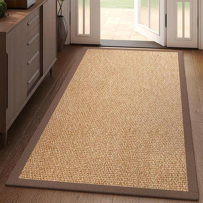 Washable Runner Rug 3x5 Jute Like Entryway Indoor Runner Mat Rugs Non Slip, Woven Soft Farmhouse Area Boho Floor Carpet for Hallway Kitchen Laundry Hall Backdoor Bedroom Living Room, Brown