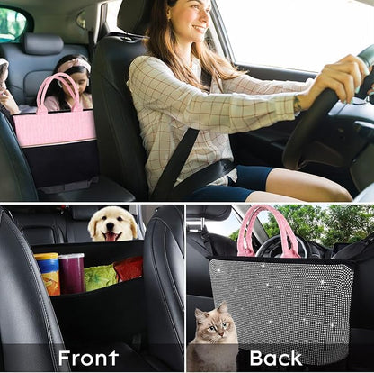 eing Car Organizers and Storage Purse Holder,Seat Back Net Handbag Purse Accessories for Women,Road Trip Essentials for Adults,Mom Gifts,Birthday Gifts Presents for Mom,White