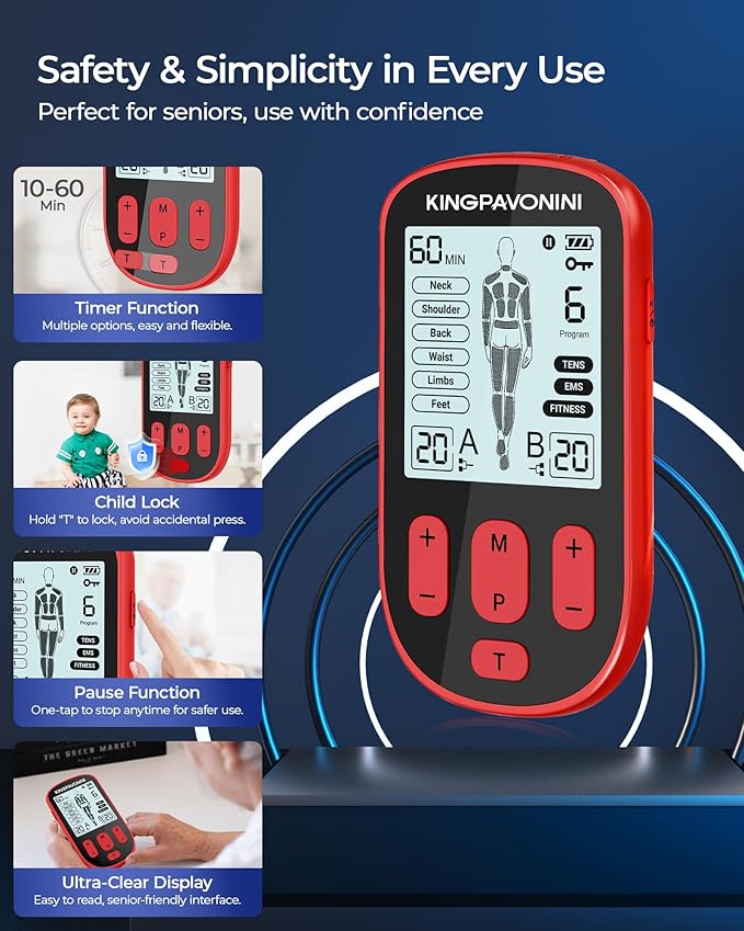 KingPavonini 3-in-1 TENS Unit Muscle Stimulator