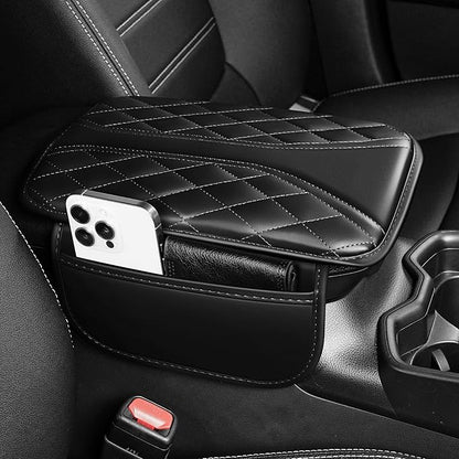 Center Console Cover Fit for Clarity: Scratch and Wear Resistant Console Cover Leather with 2 Storage Bags -Upgraded Armrest Coverfor Car,Anti-Scratch Auto Armrest Pad Accessory （Black