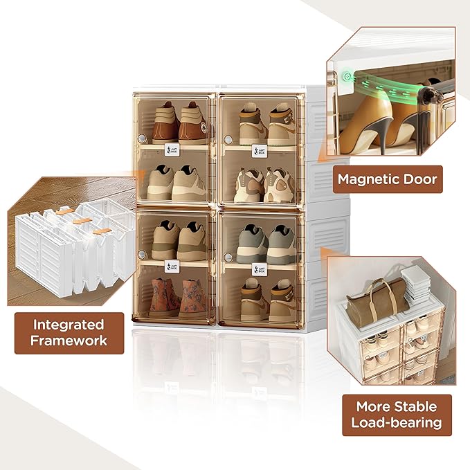 ANTBOX Shoe Organizer Storage Box, Portable Folding Shoe Rack