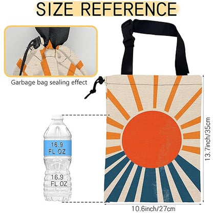 Vintage Sunburst Car Garbage Bag, Small Car Trash Bag Hanging Back of Seat,Drawstring Car Trash Bag with Adjustable Buckle,Car Accessories for Camping Travelling