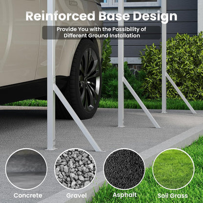 20x20ft Heavy Duty Metal Carport – Outdoor Galvanized Garage, Sturdy Structure, All-Weather Protection, Easy Assembly for Cars, Trucks, Boats, Tractors, and Outdoor Storage (White, 20x20FT)