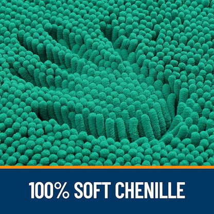 OLANLY Bathroom Rugs 24x16, Extra Soft Absorbent Chenille Bath Rugs, Rubber Backing Quick Dry, Machine Washable Bath Mats for Bathroom Floor, Tub and Shower, Home Decor Accessories, Emerald