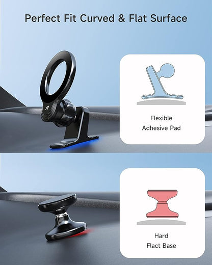 Magnetic Car Phone Mount for iPhone 15/14/13/12 Pro Max Mini & MagSafe Cases - 360 Degrees Rotation, One-hand Operation, Super Strong Magnet Force