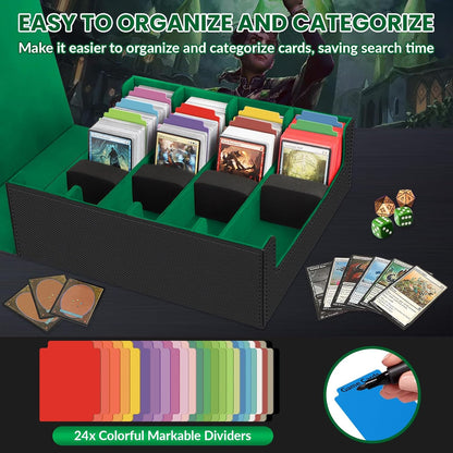 AOBOPLE Trading Card Storage Box,3200+ Card Box Storage with 24 Dividers and 4 Foam Supporters PU Leather Magnetic Cards Deck Case for MTG,TCG, Magic and Sport Cards,Great Gift for Card Collectors
