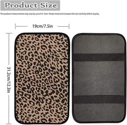 Horeset Brown Leopard Print Auto Console Armrest for Men Women Accessories Interior Decor, Car Center Console Arm Rest Pad Fit Most Vehicle