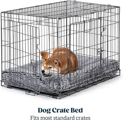 PELZIN Stoutwool 4" Indestructible Dog Bed - Orthopedic Chew Proof Dog Crate Pad - Fluffy Kennel Mat for Aggressive Chewers - Ideal for Extra Large Breeds & Fits 48-Inch Crate - 47"x29", Charcoal