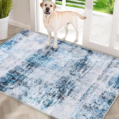 COMSLE Door Mat, Front Door Mat Indoor for Entrance Faux Wool Absorbent Non Slip Modern Throw Rug for Entryway Hallway Muddy Paws - Pet Friendly, 24x48 Inches, Machine Washable