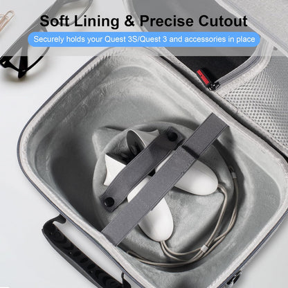 Large Carrying Case for Meta Quest 3/Quest 3S, Compatible with BOBOVR S3 Pro/Kiwi Design Battery Head Strap, Controllers & Accessories, Portable Hard Travel Case for Oculus Quest 3/3S Gray