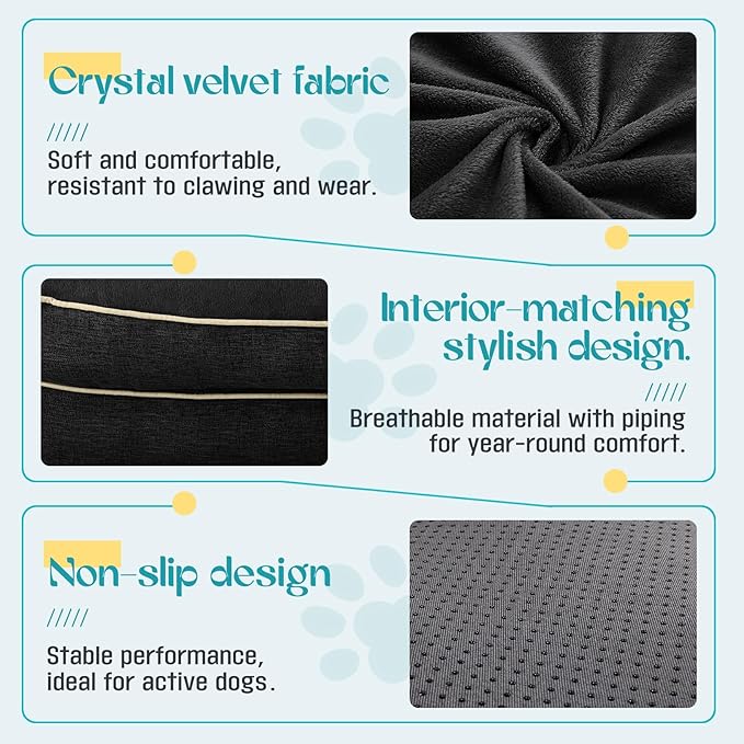 TaiBest Waterproof Memory Foam Dog Beds for Extra Large Dogs Non-Slip Orthopedic Dog Beds Washable Couch Pet Bed with Removable Cover (Black, Large)