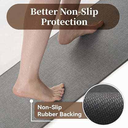 MontVoo Bathroom Runner Rug-Ultra Thin Non Slip Bath Mat Runner for Bathroom Mat Quick Dry, Rubber Backing Washable Runner Bathroom Rugs Fit Under Door, Absorbent Bath Rug,24"x47",Grey