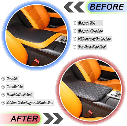Center Console Cover Pad for Chevrolet Corvette C7 2014-2019 Accessories, Console Arm Rest Lids Cover Mat, Car Armrest Seat Box Cushion Protector, Armrest Pillow, Auto Armrest Cover (Leather_A)