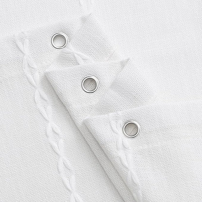 MitoVilla Boho Extra Long Shower Curtain 72 x 84, White Modern Farmhouse 84 inch XL Polyester Linen Texture Tassel Fabric Shower Curtain Set with Hooks for Cottagecore Country Bathroom Decor,White