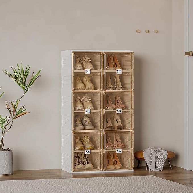 ANTBOX Shoe Organizer Storage Box, Portable Folding Shoe Rack