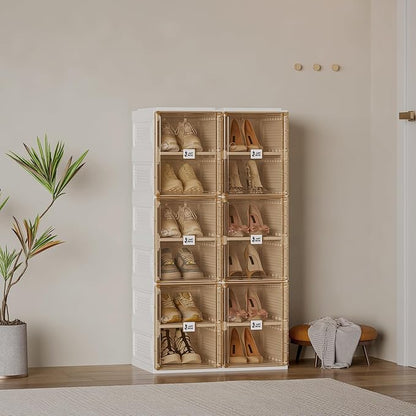 ANTBOX Shoe Organizer Storage Box, Portable Folding Shoe Rack