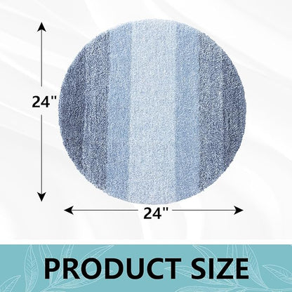 Arotive Microfiber Bathroom Rugs, Shaggy Soft and Absorbent Bath Rug, Non-Slip, Thick Plush Machine Washable Dry Bath Mats for Bathroom, Tub and Shower, 24x24, Light Blue, Round