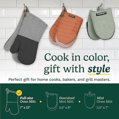 Cuisinart Heritage Kitchen Oven Mitts – Heat-Resistant Mitts for Oven with Non-Slip Neoprene Palm, Long Cuff, and Cotton Filling – Durable Oven Gloves for Cooking, Baking & Grilling (Microplaid)