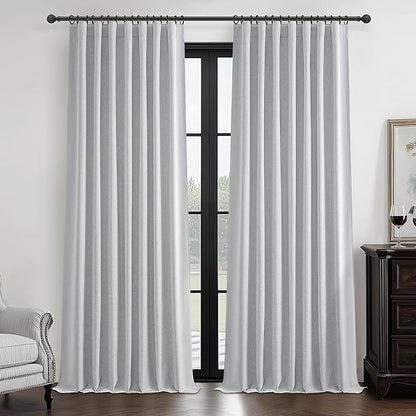 Light Grey Blackout Curtains 96 Inch Length 2 Panels Set