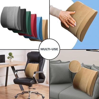 Bucket Seat Thick Foam Lumbar Support Cushion: Orthopedic Relief for Car Seats & Chairs-Black