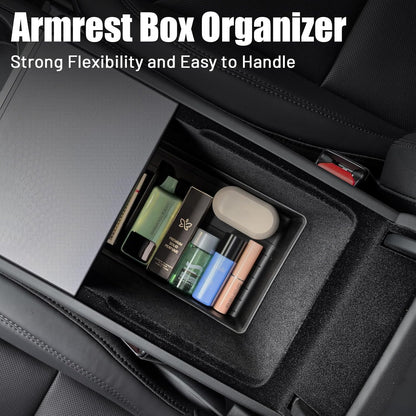 2 Pcs Center Console Organizer Bottom Trays for New Tesla Model Y Juniper Accessories 2025 2026 Armrest Box Base Tray Storage